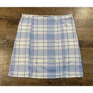 Hesperus Retro 90s Plaid Mini Skirt Blue Stretch Clueless Size M